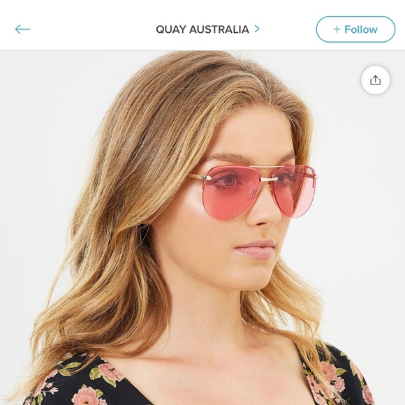 Quay Sunglasses The Playa pink Frameless aviators - Picture 2 of 9